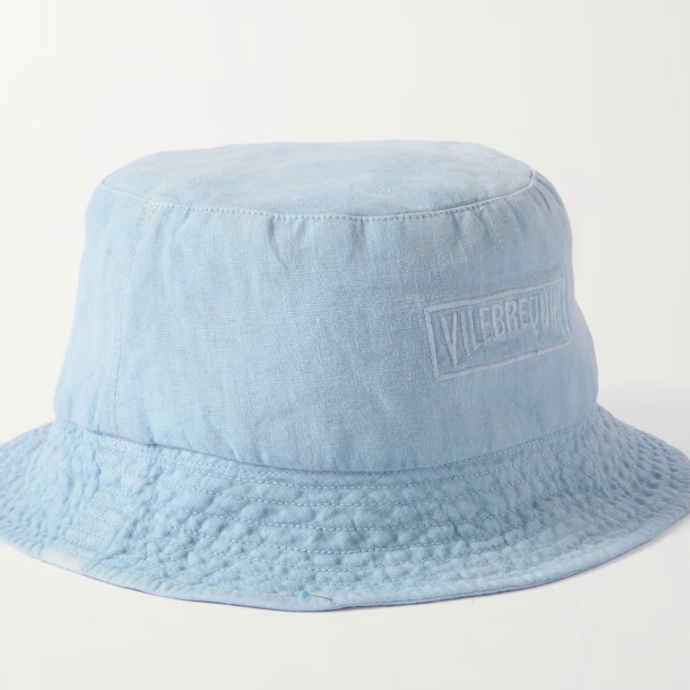 Vilebrequin Logo-Appliquéd Linen Bucket Hat Sky Blue M/L